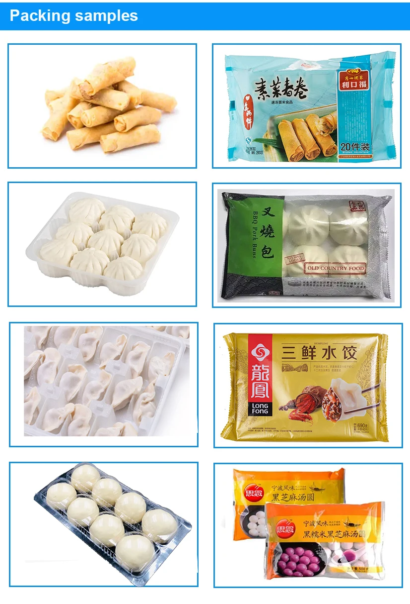 Ruipuhua High-end Spring Roll/Frozen Bun/Dumplings in tray Horizontal Packing Packaging Flow Wrapping Machine