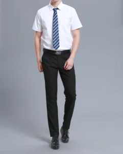 Good Quality Polyester Cotton Solid Color Short Sleeve Men Women Dress Shirt with Pocket