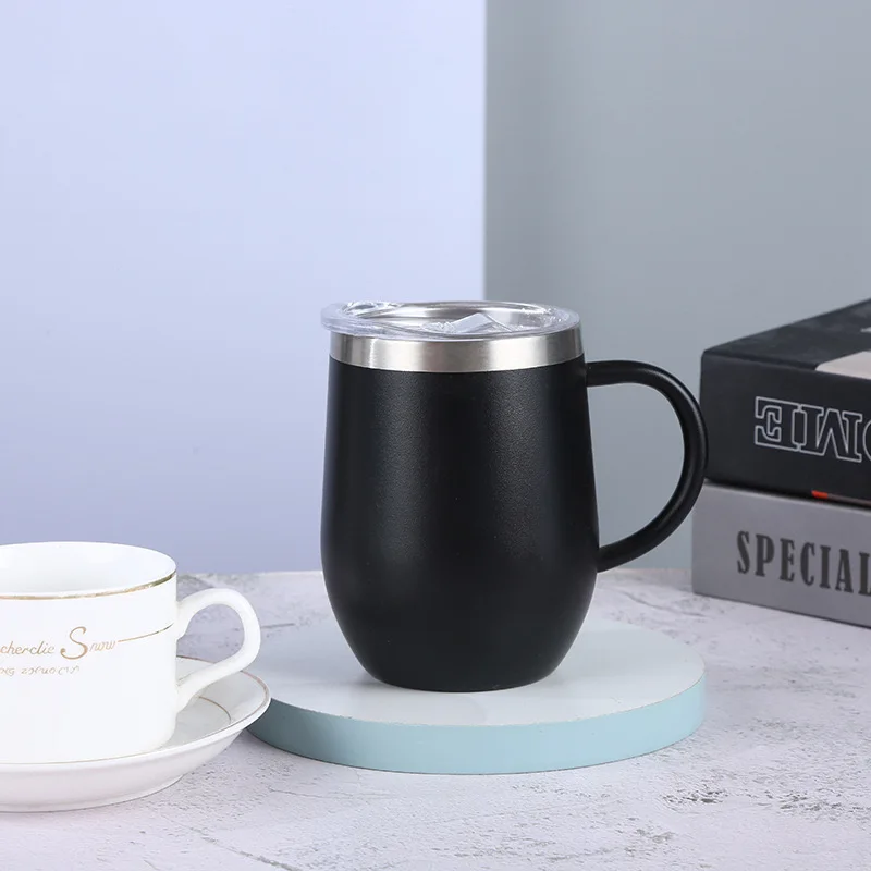 Insulated Coffee Mug with Handle 16 Oz, 12oz Wine Glass Shape