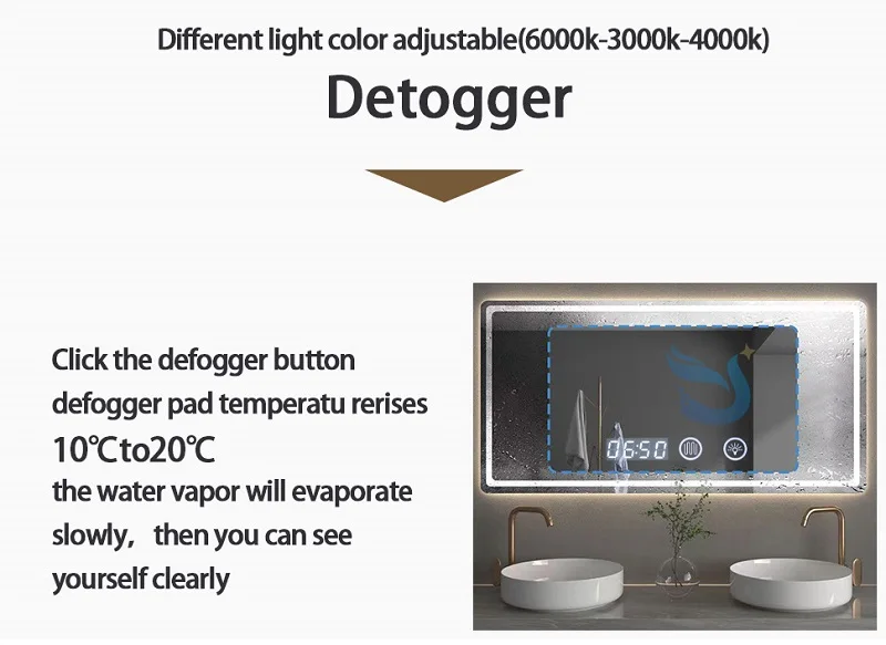 Factory Custom Smart dimmer Led Light mirror touch sensor switch with Clock Temperature Display manufacture