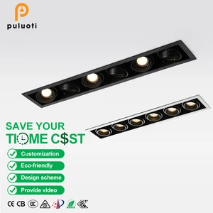 Modern MR16 GU10 LED Recessed Downlight Six Head 530mm*90mm Spotlight Aluminum Body Square Rectangular Pot Lights Living Room