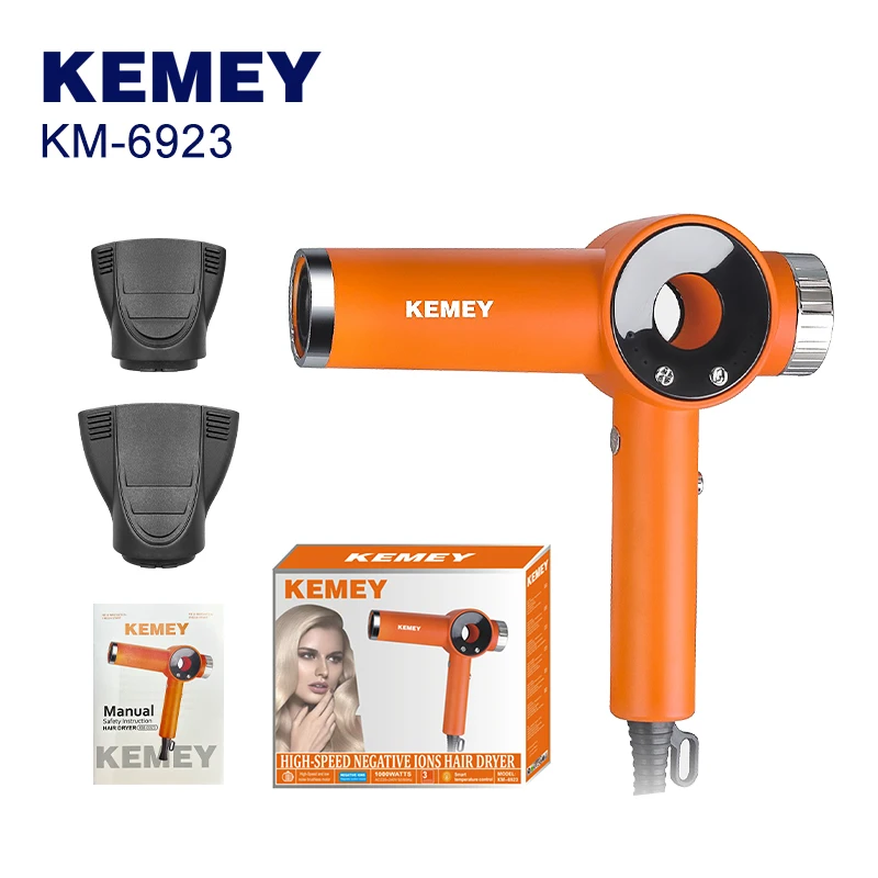 KEMEI KM-6923 suchý fén pro ženy do salonu, výkon 1300 W, negativní ionizace, bezkartový motor 110 000 ot./min., módní fén pro domácí úpravu vlasů, zástrčka pro EU, certifikát CE, dárkové balení
