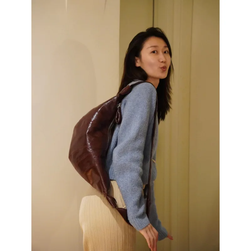 High-version LEM Croissant/dumpling Bag Internet-famous Bestseller Linen-coated Canvas-lined Finish Celebrity-endorsed Single