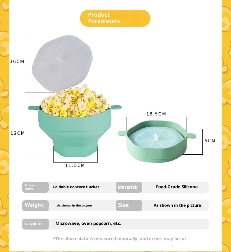 Modern Eco-Friendly Microwave Popcorn Popper Maker Foldable Silicone Bowl Big Capacity Lid Polished DIY Collapsible Popper Bowl supplier