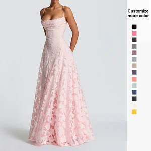 Women Elegant Wedding Party Dress Spaghetti Strap White Evening Gown Sexy Backless Sweet Maxi Dresses