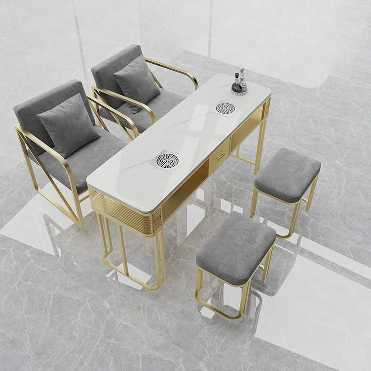 New Design Simple Manicure Table Marble Glass Table Top Manicure Bar