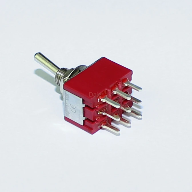 MTS-302-A2 Miniature Toggle Switch 3PDT 9 PIN on on Rocker Toggle Switch PCB Terminals 6A 125VAC 3A 250VAC for Car Boat Guitar