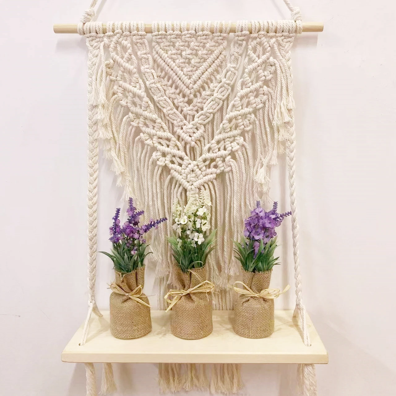 E-007 Свадебный Настенный декор ручной работы хлопковый шнур Тканый гобелен макраме настенная полка украшение