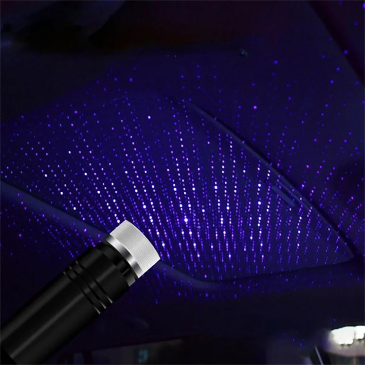 USB Car Interior Atmosphere Star Sky Lamp – Ambient Night Light, Violet, Universal