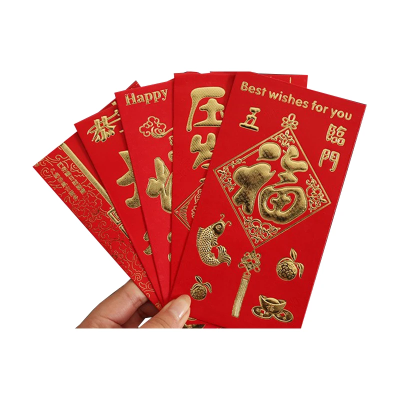 Custom Print Luxury 2020 Red Packet Envelope Chinese New Year Red Pocket Traditional Hong Bao