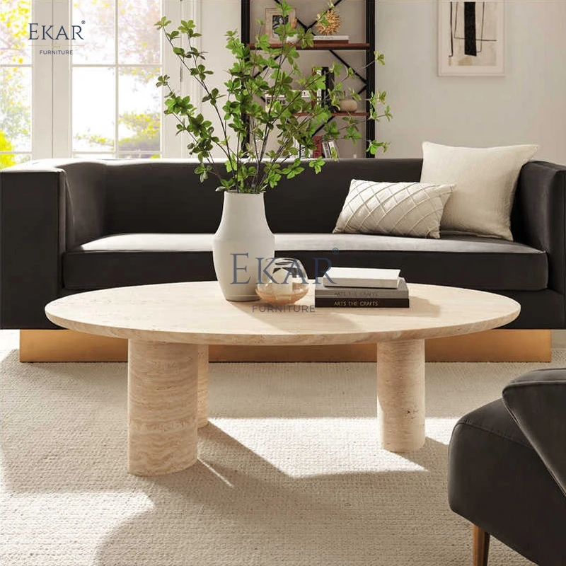 product modern oval coffee table with sleek metal frame for living room-60