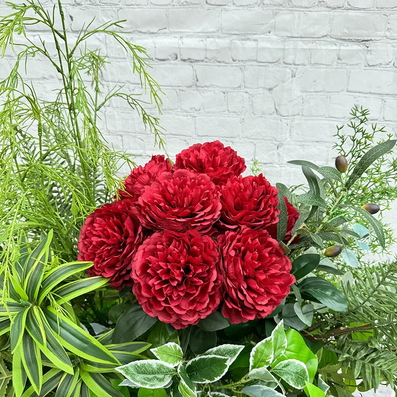 product meiyang 9 heads peony artificial silk peony flower arrangement for home interior decoration high quality  graduation-51