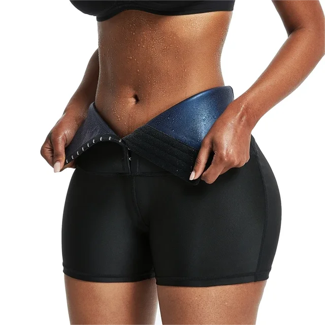 Neoprene high waisted women's fitness sauna slim waist training pants, thickened shorts, 3-hook flat belly design