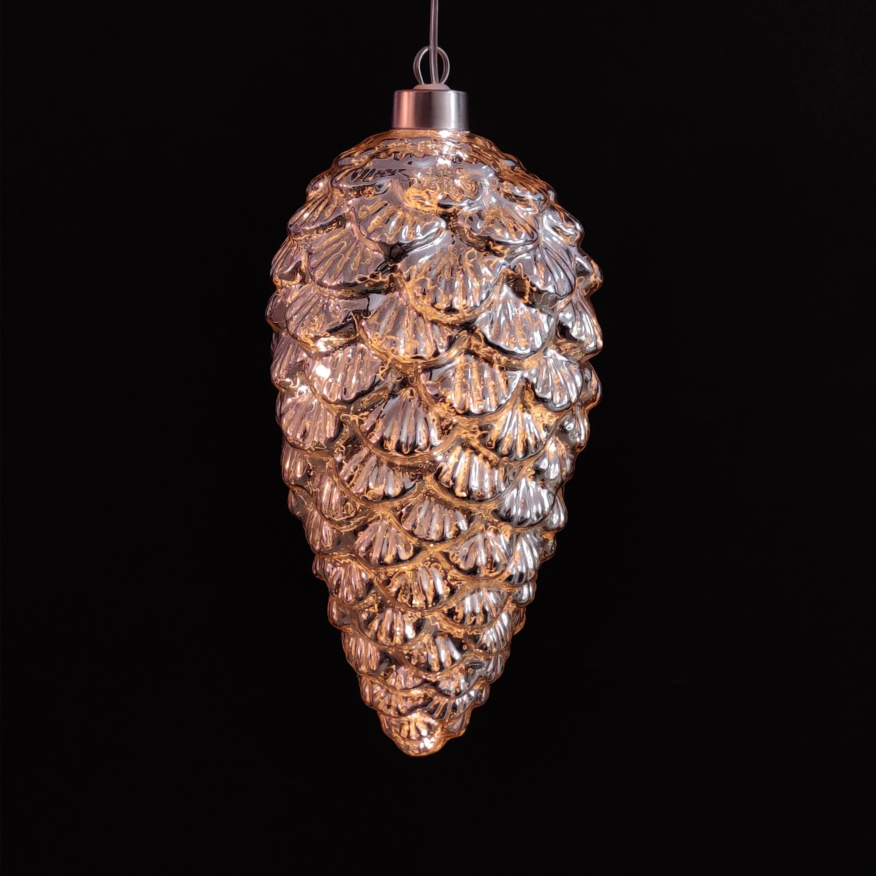 Antique copper brass bronze coloured artificial glass hanging pine cone christmas decorations ornaments for sale details