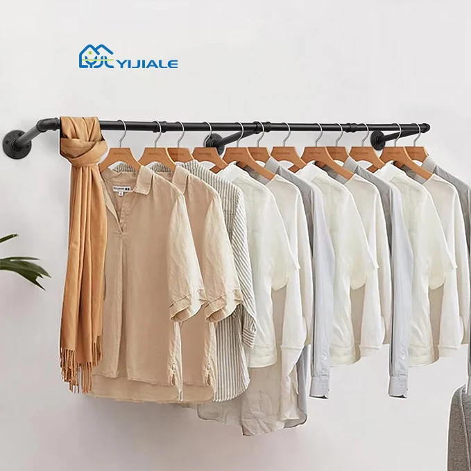 YIJIALE Boutique Garment Rack Black Clothing Rack Clothes Rack for Clothing Store