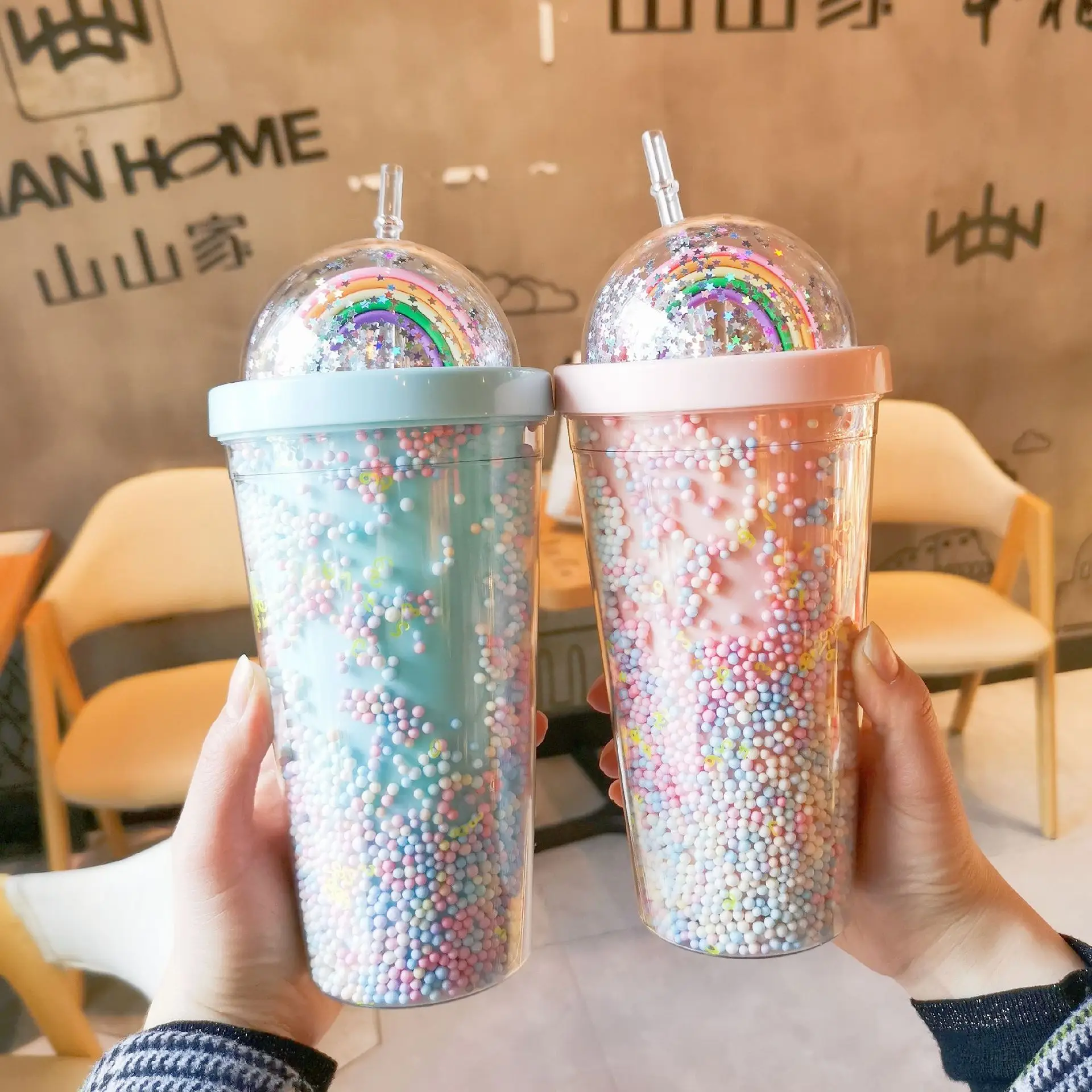 Cute Unicorn Water Cup With Straw Drink Cups Creative Ice Cream
