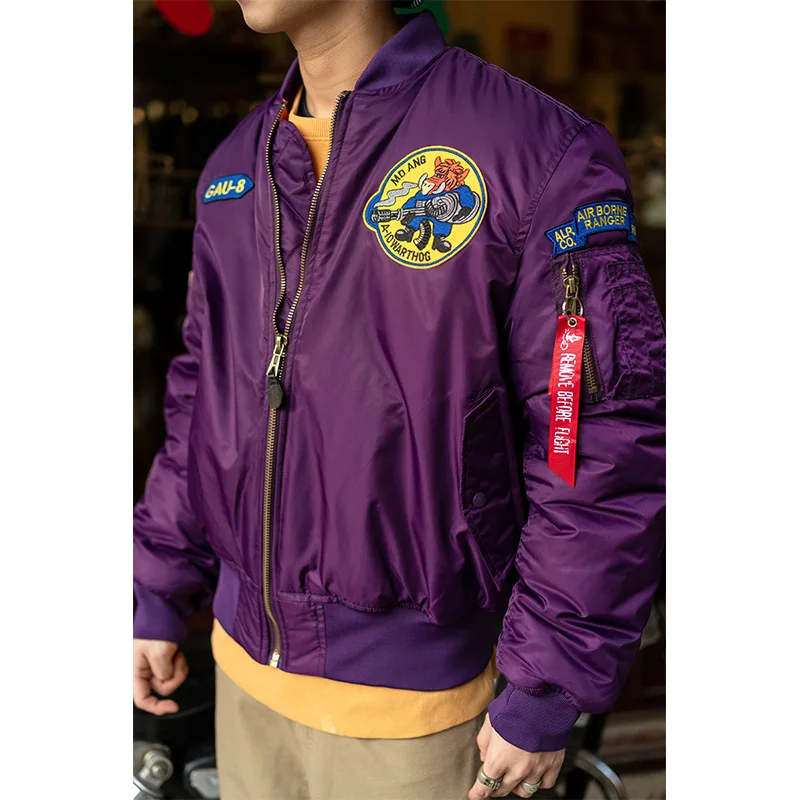 Outdoor Light Warm Custom Nylon Black Winter Satin Varsity Bomber Jackets For Men_voghion.com