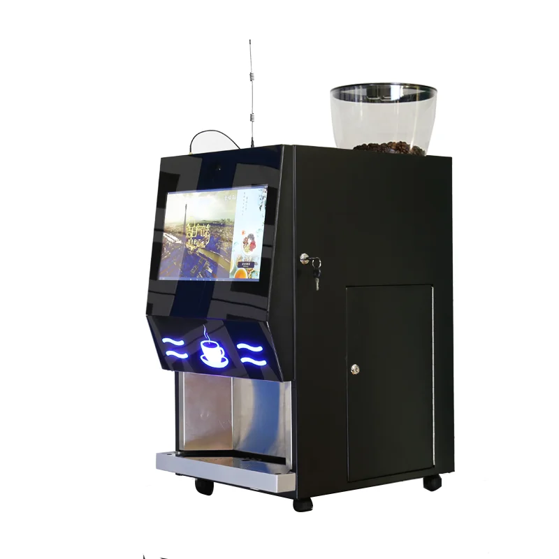 Distributeur automatique de café frais sans contact JK90, coque en acier au carbone et pompe faciale en verre trempé, eau/eau du robinet, Google Pay QR Code