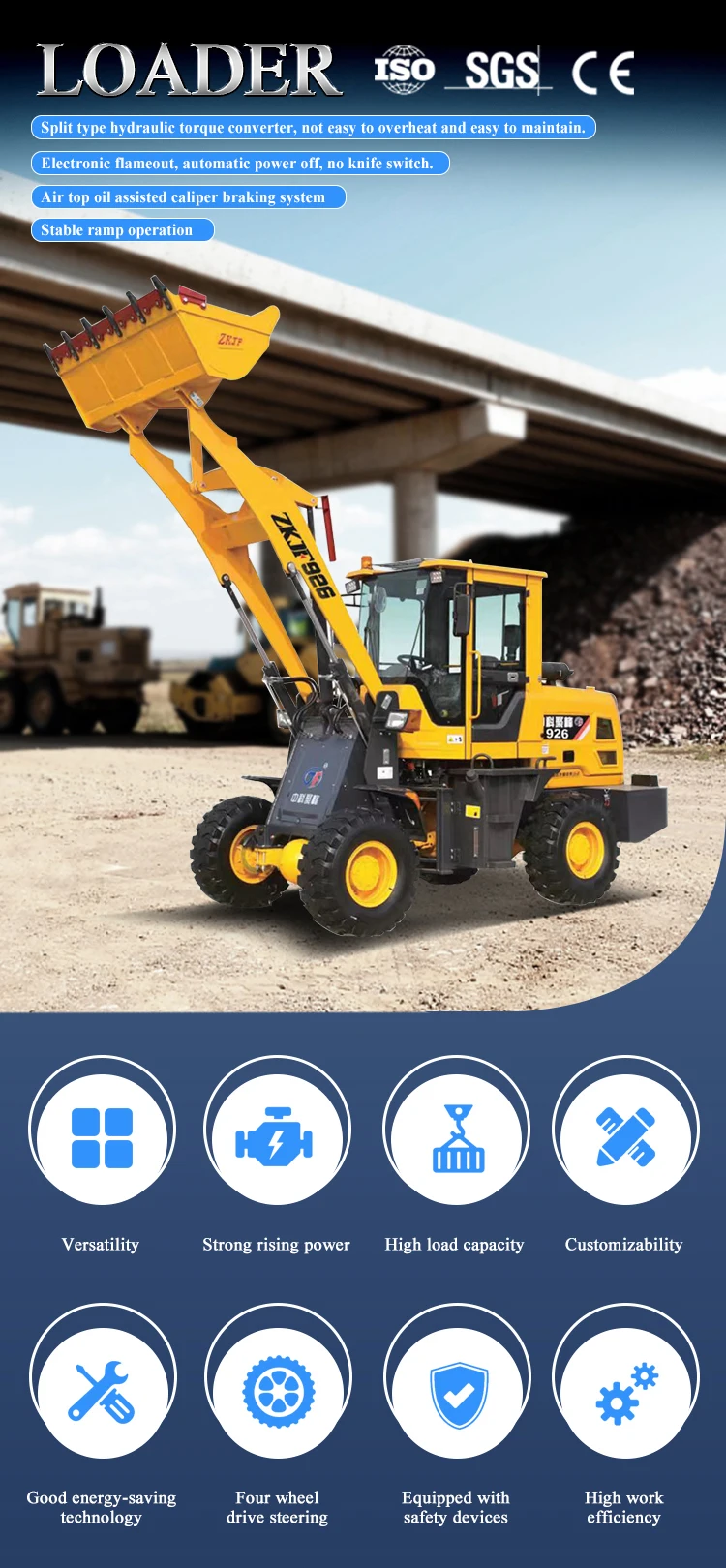 Small and medium-sized front-end loaders for shoveling soil, sand and gravel bulk materials supplier