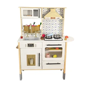 EDULAND Unisex Multifunctional Wooden Kitchen Set New Educational Pretend Play Toy for Kids Features Kitchen Food Themed