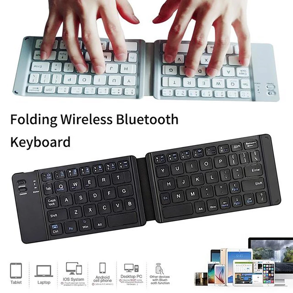 Mini Wireless  Foldable Keyboard Portable Folding Keyboard for Pad Tablet SmartPhone Slient Click Small Foldable Keyboard