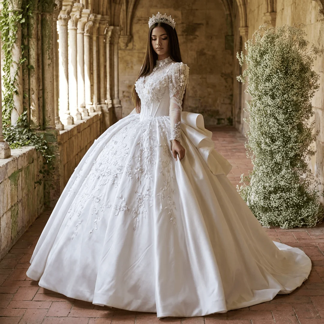 Wedding Dress Modern Elegant Bridal Gown Sequined Beading Lace Ball Gown  Candy Color Chapel Train Floor-Length Evening Party