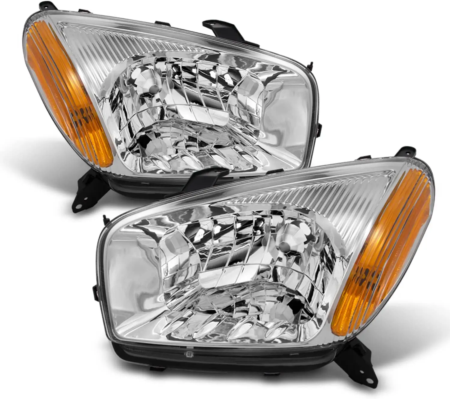 Chrome Housing Clear Headlights Head Lamps Driver And Passenger Side ...