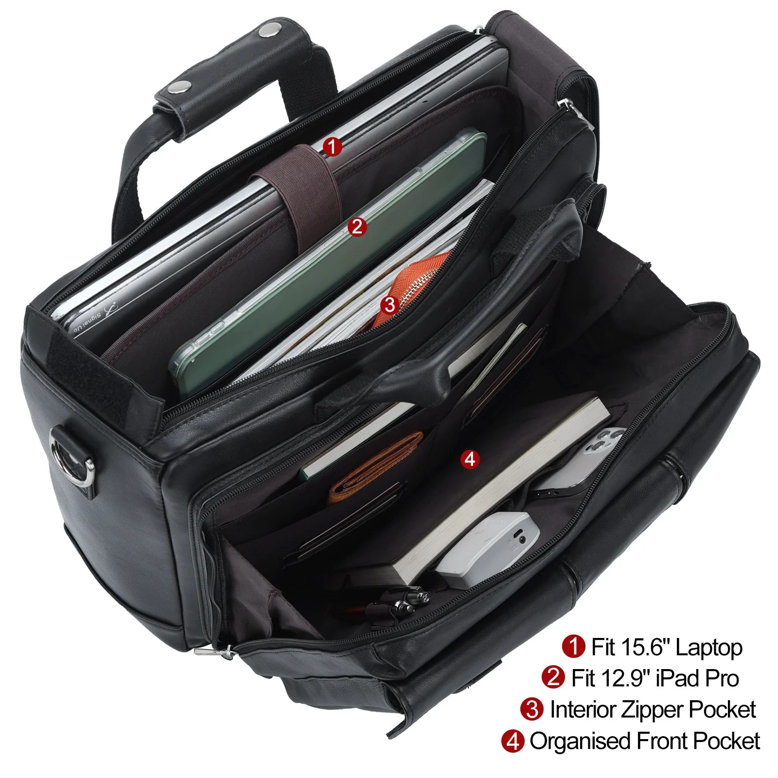 Leather Laptop Messenger Bag Men Top Grain Leather Briefcase Computer Satchel Office Crossbody Bag