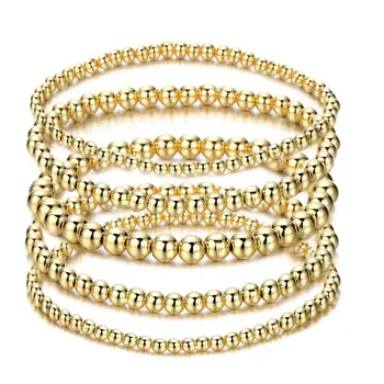 Luxury 3/4/6/8/10mm round gold brass designer charms luxury mens beaded bracelets