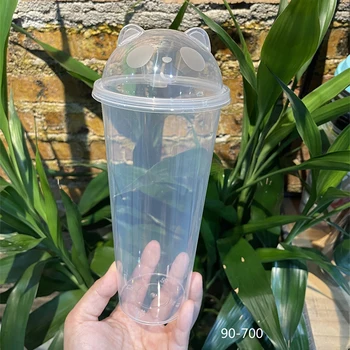 Disposable 360ml 500ml 700ml Thick Smoothie PP Clear Transparent Plastic Bubble Boba Milk Tea Cup with Lid