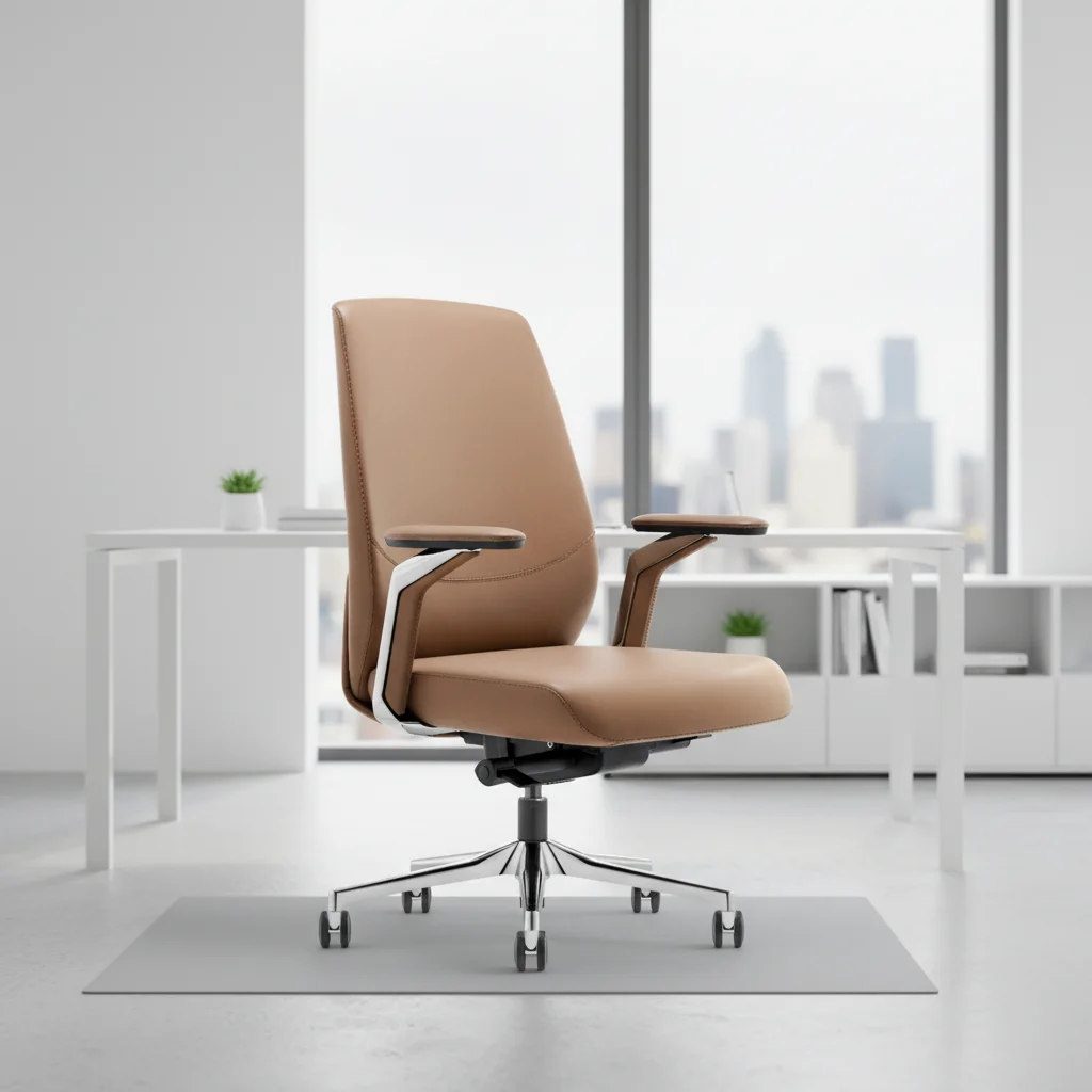 Professional Modern Ergonomic Leather Adjustable Height Headrest High Back Executive Office Chair 4