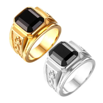 Wholesale Chinese Jewelry Black Gems Stone Man Rings