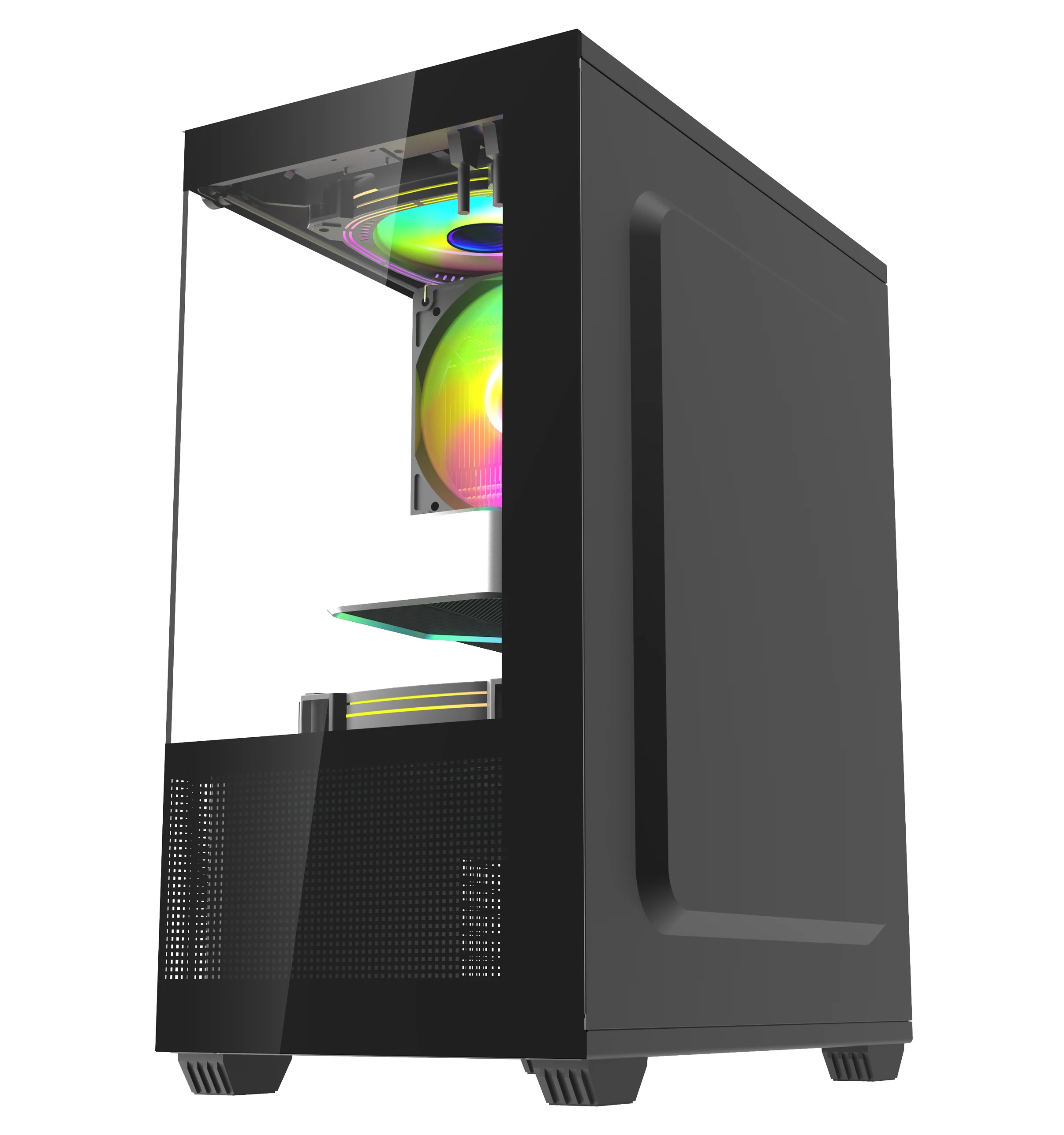 Atx Pc with Fan Colourful  Plexiglass Horizontal Cooled  Cpu Cabinet Dustproof Gaming Computer Pc case