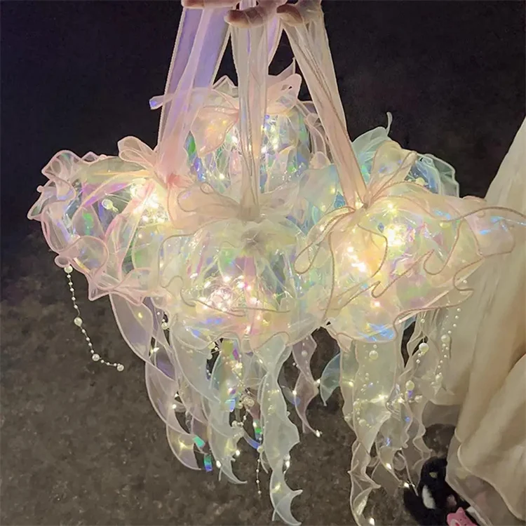 Color Changing Chandelier DIY Portable Realistic Handmade Led Jellyfish Lantern Lantern DIY Hanging Jellyfish Lamp Decor
