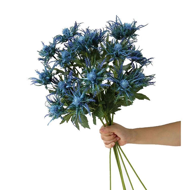 Bulk Order Artificial Thistle 3 Heads Plastic Decoration Creative Flowers Bouquet for Wedding
