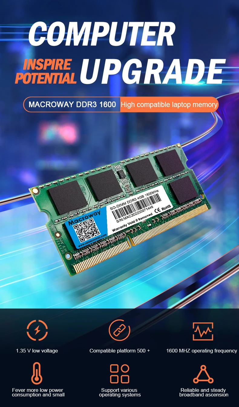 DDR3 Laptop RAM 1600MHz 1.35V Memory Stick 4GB 8GB 16GB High ...