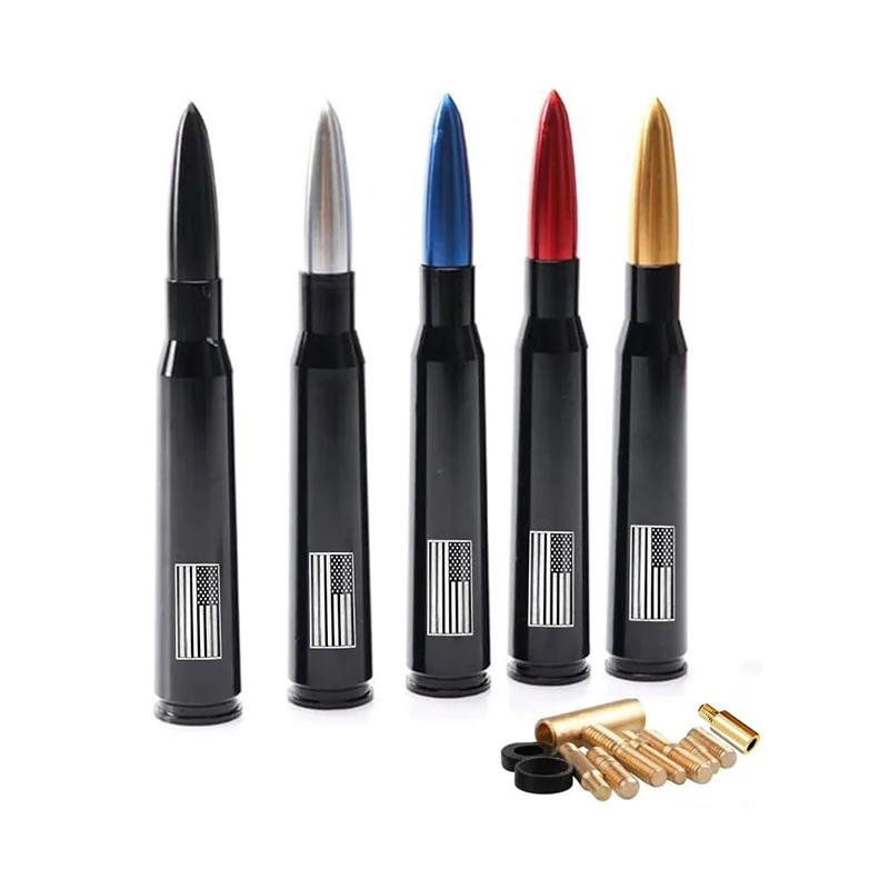 Antenna A Proiettile 50 Cal. EcoAuto Con Bandiera Militare USA Per Ford F150, F250, F350, Dodge E Ram (1990-2023)
