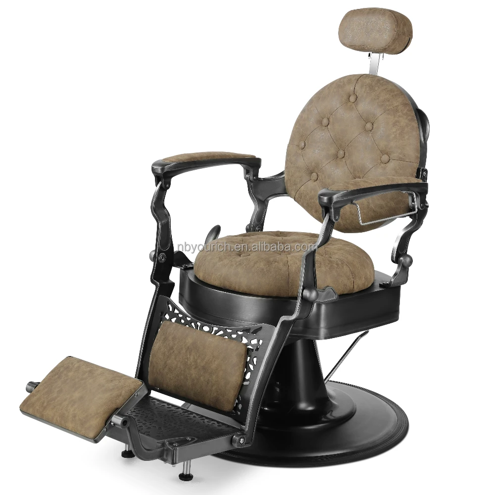 Brown barber chair vintage arm chair Super quality beauty salon equipment Aluminum hair salon furniture