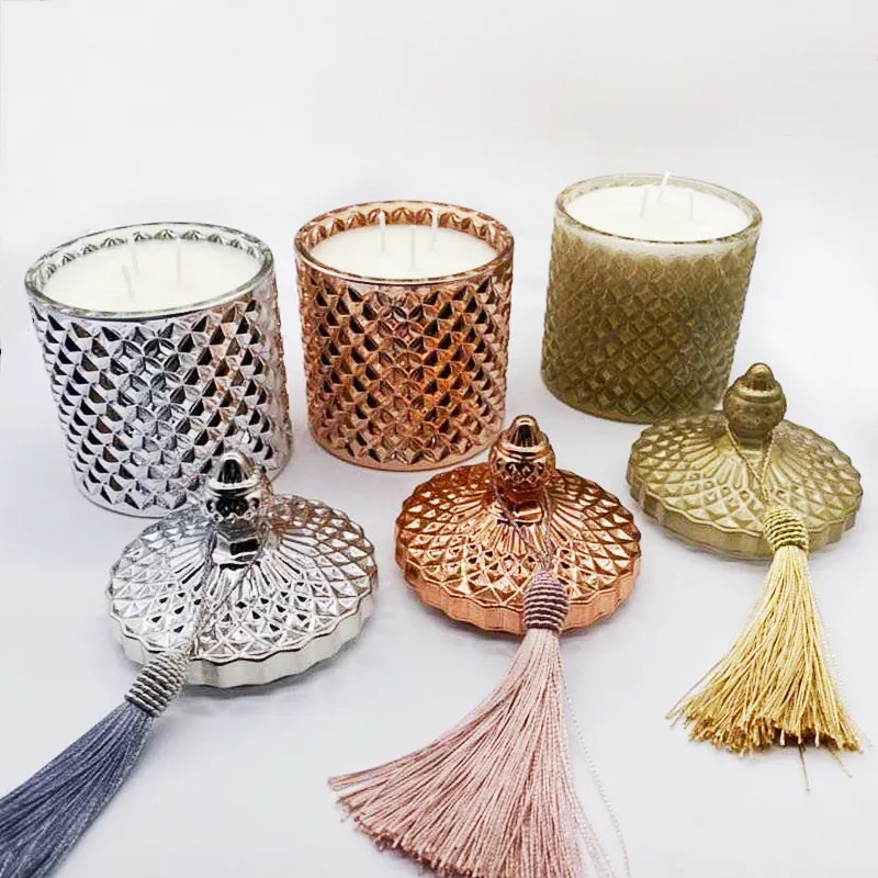 Frosted Black Amber Glass Containers For Candles Jar Bronze Empty