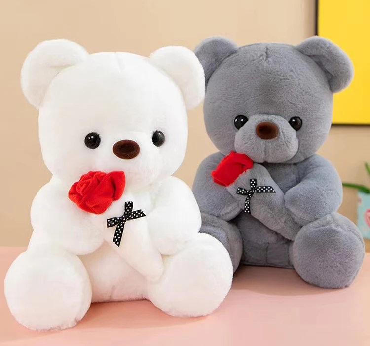 Cute Rose Teddy Bear Plush Toy Doll