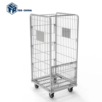 L710xD800xH1700mm Laundry Roll Cage Galvanized Roll Container Half Open Door Logistics Trolley Cart Cargo & Storage Equipment