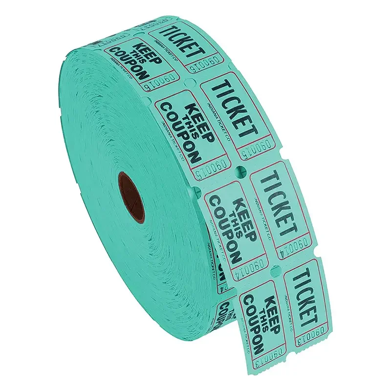 Custom Printing Colorful Event Ticket Blank Raffle Tickets Double Roll for Fair Carnival Games School Activities