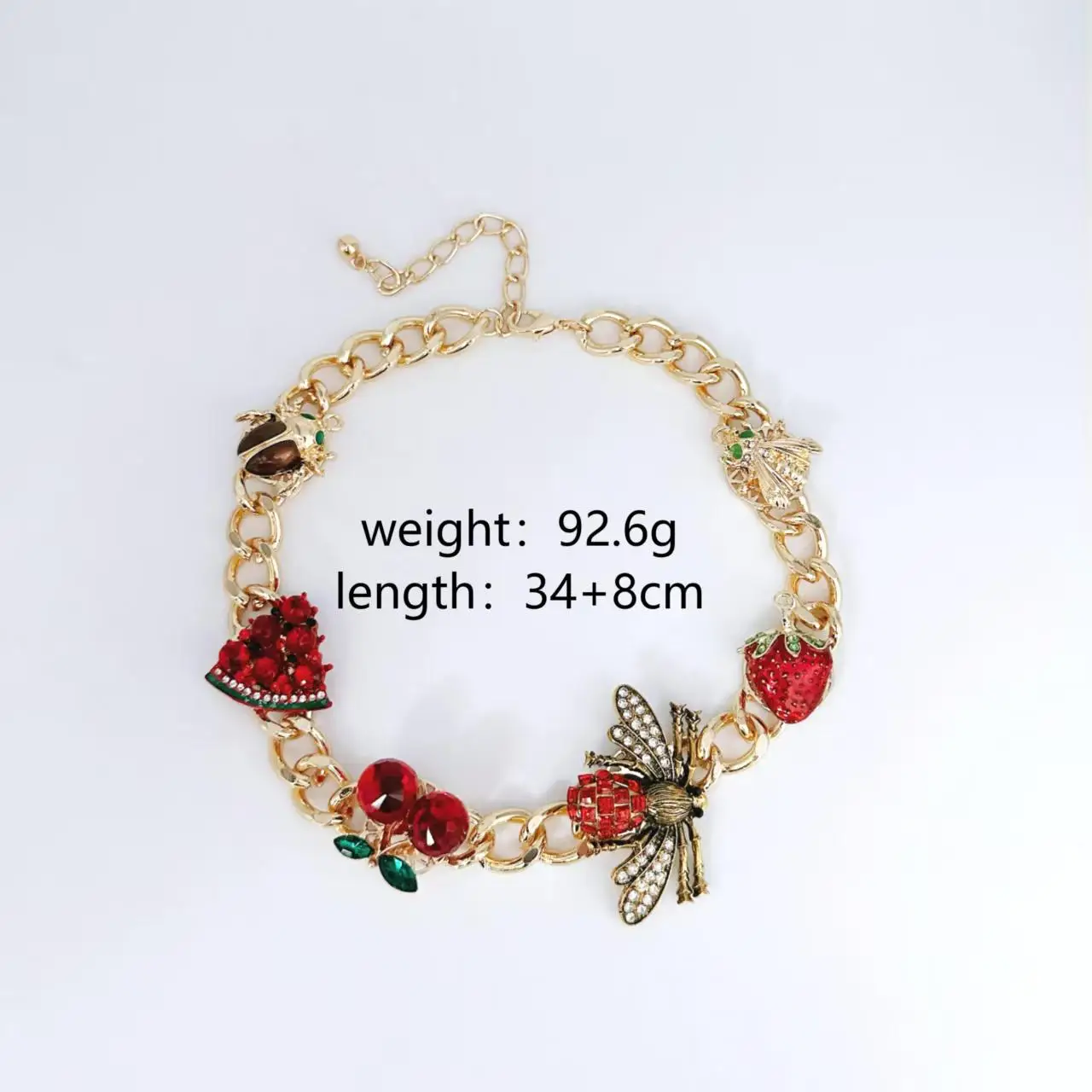 Exquisite Retro Insect Fruit Charm Necklace Set
