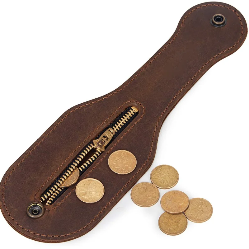 Mini Leather Coin Purse Outdoor Men EDC Self-Defense Tool