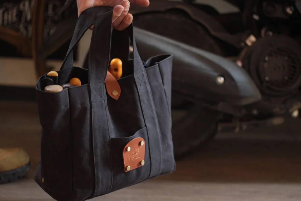 Waxed Canvas Tool Bag For Woodworkers Knitters And Potters Leather