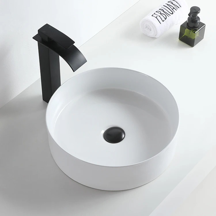 Wholesale Bathroom Ceramic White Round Sink Bowl Art Basin Countertop Wash Basin