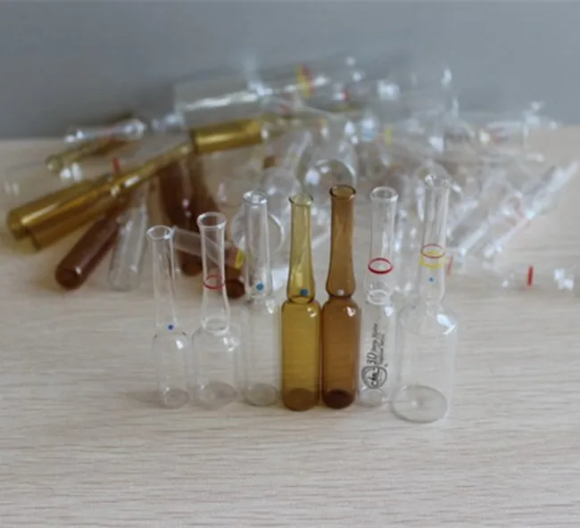 Disposable Ampoules 1ml 2ml 3ml 5ml 10ml Amber clear Tubular Medical Ampoule Bottle/Breakable Thin Glass Vial for Injection
