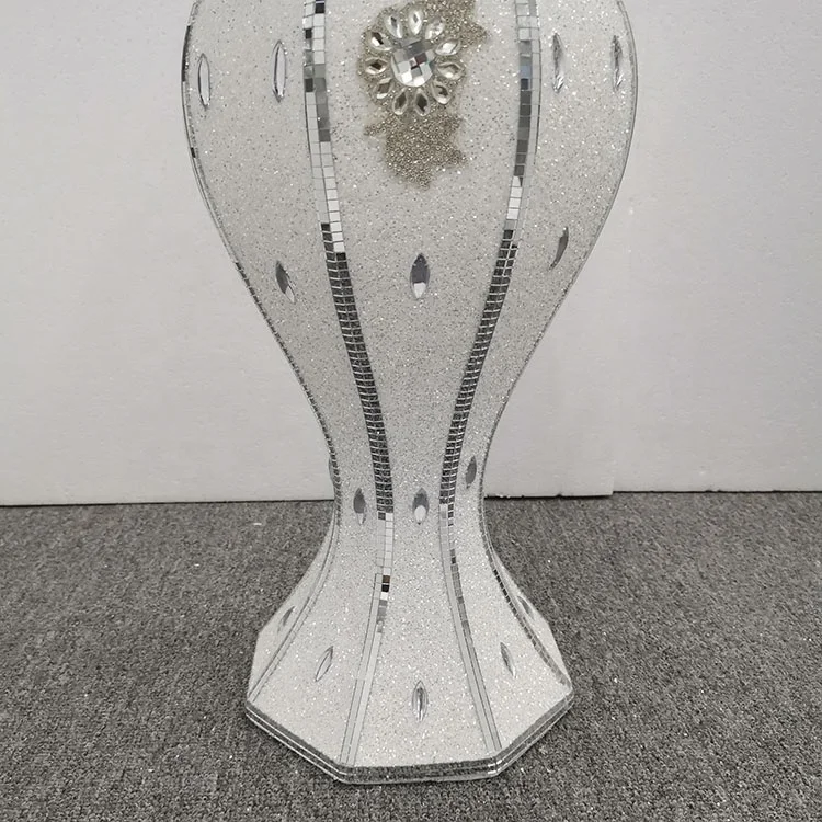 Diamond Home Decoration European Style Luxury White Silver Flower Vase Pot With Crystal