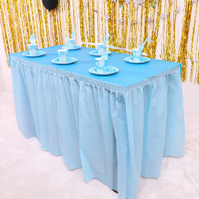 Couverture de Table for la décoration de Festival de fête d'anniversaire 73x420cm Color : White, Size : 73x420cm Jetable PEVA Jupe de Table plinthes de Table for Une soirée de Mariage 