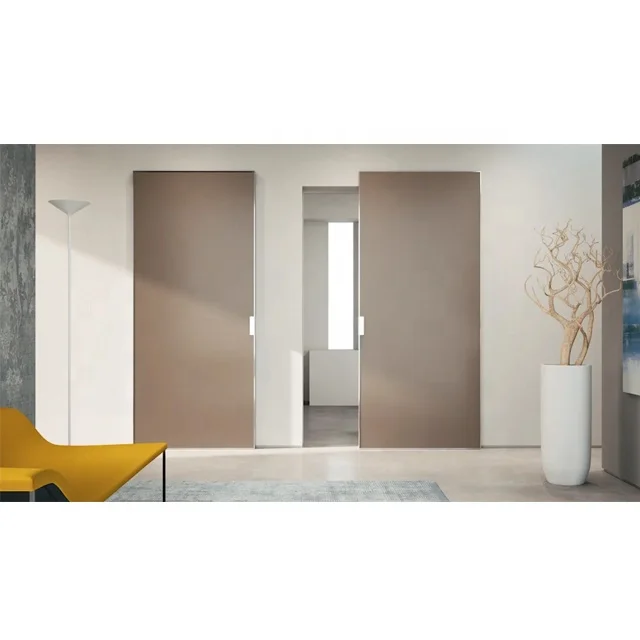 CONCEALED SLIDING BARN DOOR HARDWARE SOFT CLOSING INTERIOR WALL MOUNT HIDDEN TRACK ROLLING KIT